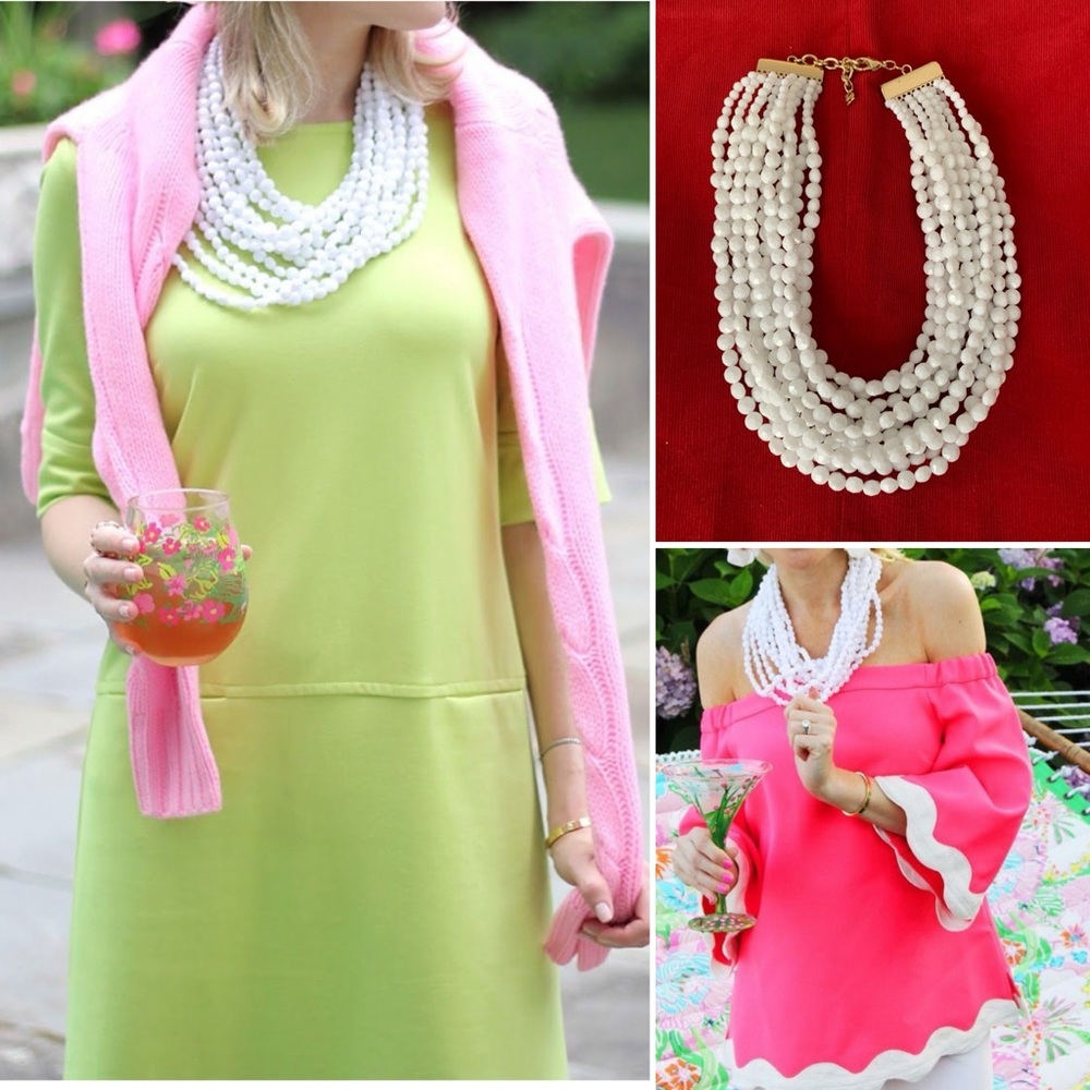 Women’s white multi strand necklace